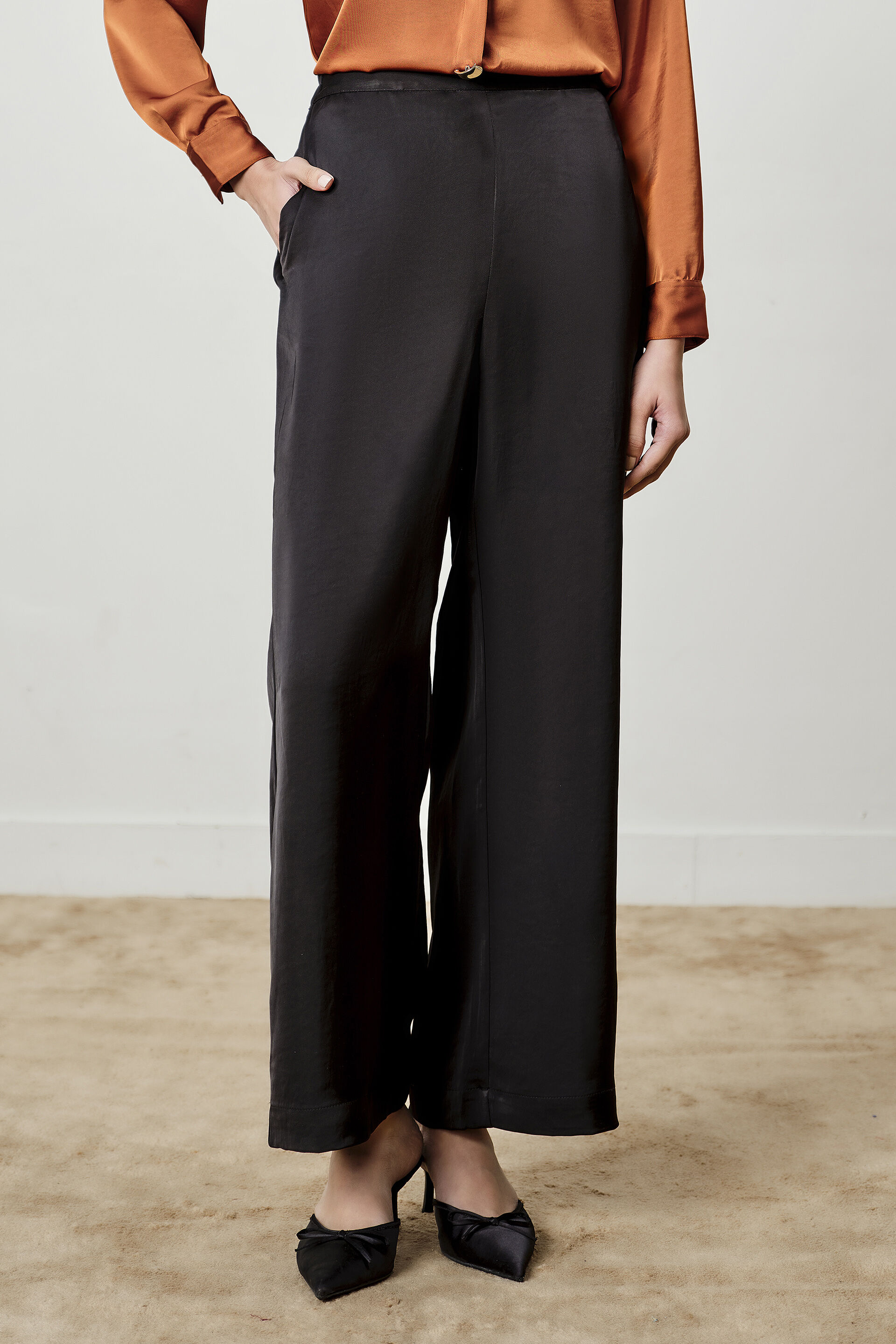 Structured Black Pants, Black, image 1